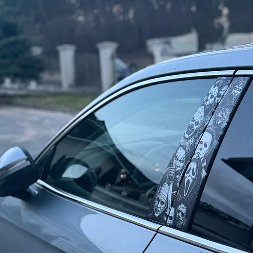 Horror Icons Car Pillar Wrap - Premium Vinyl B-Pillar Decal, Universal Fit