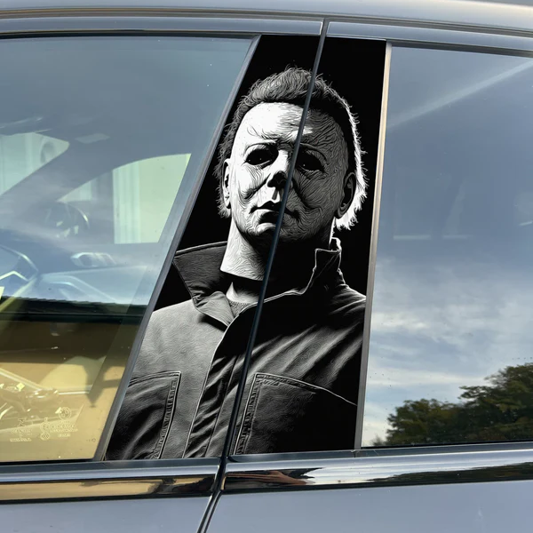 Horror Icons Car Pillar Wrap - Premium Vinyl B-Pillar Decal, Universal Fit