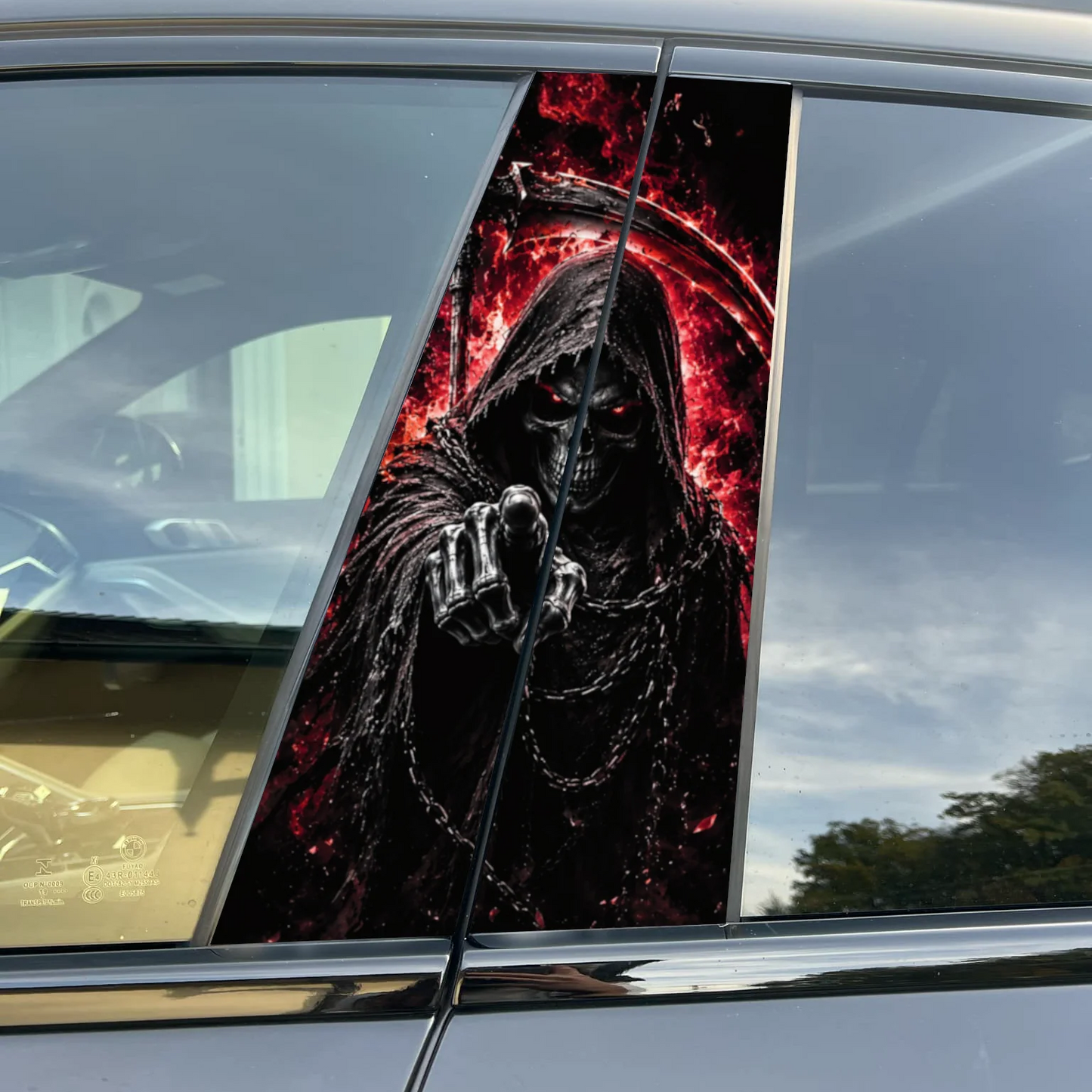 Dark Fantasy Collection Stitch Car Pillar Wrap - Premium Vinyl B-Pillar Decal, Universal Fit