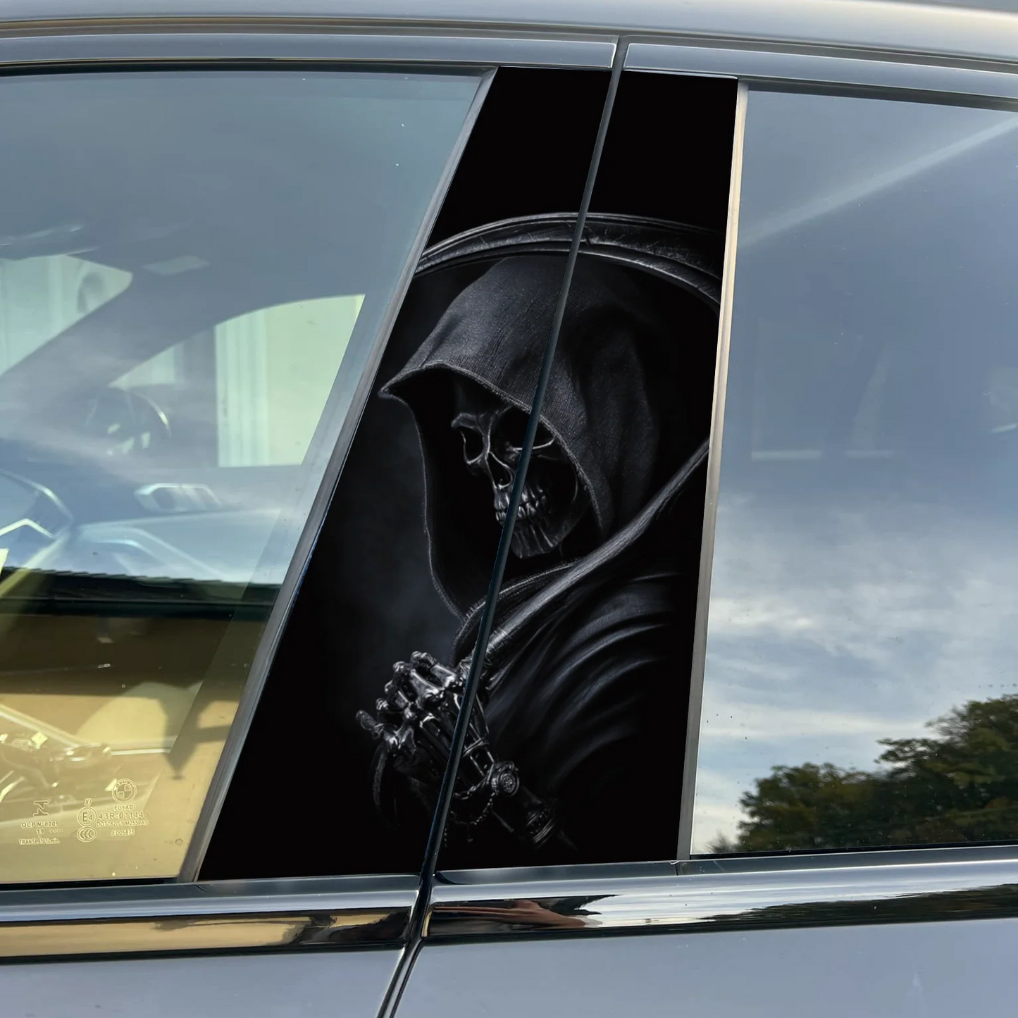 Dark Fantasy Collection Stitch Car Pillar Wrap - Premium Vinyl B-Pillar Decal, Universal Fit