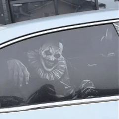 Who’s Sitting Behind You? Art The Clown Terrifier Car Window Decal